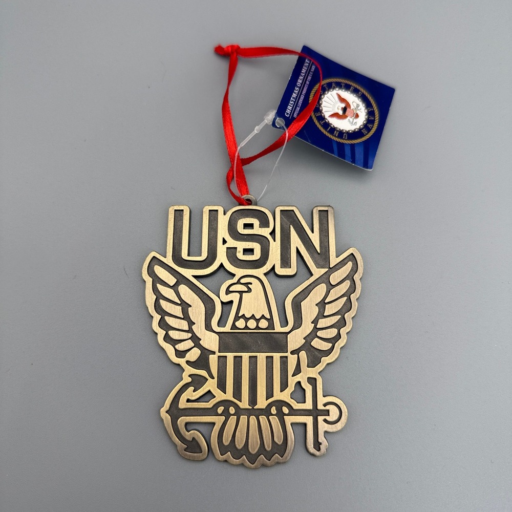 Kurt S Adler US Navy Christmas Ornament OS Gold NEW USN Eagle Anchor Insignia